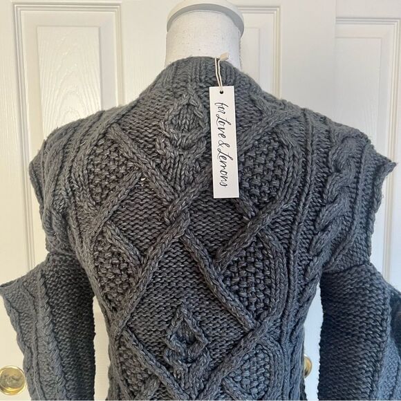 For Love and Lemons Andie Cut-Out Sweater in Grey Medium NEW MSRP $282 - Picture 8 of 10